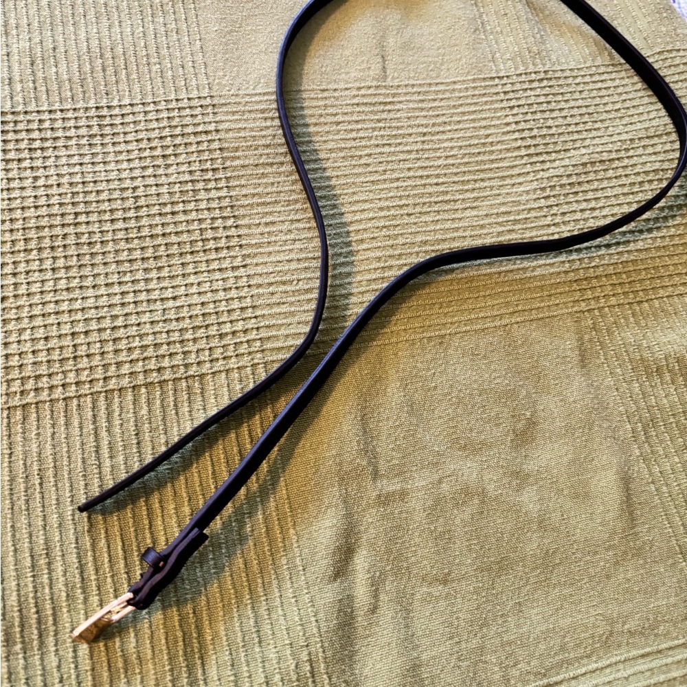 Black Leather Belt with Gold Buckle